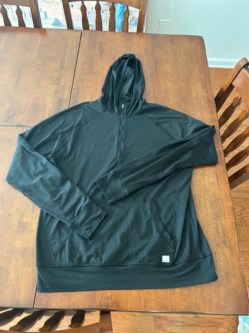 Vuori Men's Charcoal Half-Zip Hooded Pullover Hoodie Jacket Small